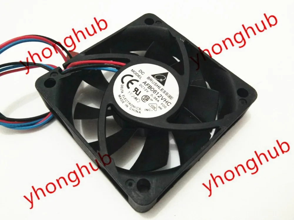 

Delta Electronics AFB0612VHC F00 DC 12V 0.36A 60x60x15mm 3-Wire Server Cooling Fan