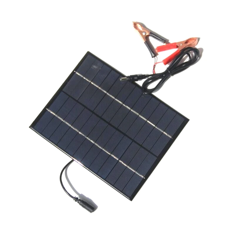 Portable 12V 5.2W Solar Panel Power Bank DIY Solar Charger External Battery for Car W/Crocodile Clips Outdoor Charger Solar Cell