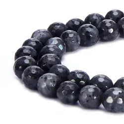 Natural Stone Faceted Black Labradorite Beads For Jewelry Making DIY Bracelet Necklace 4-12mm FLB21