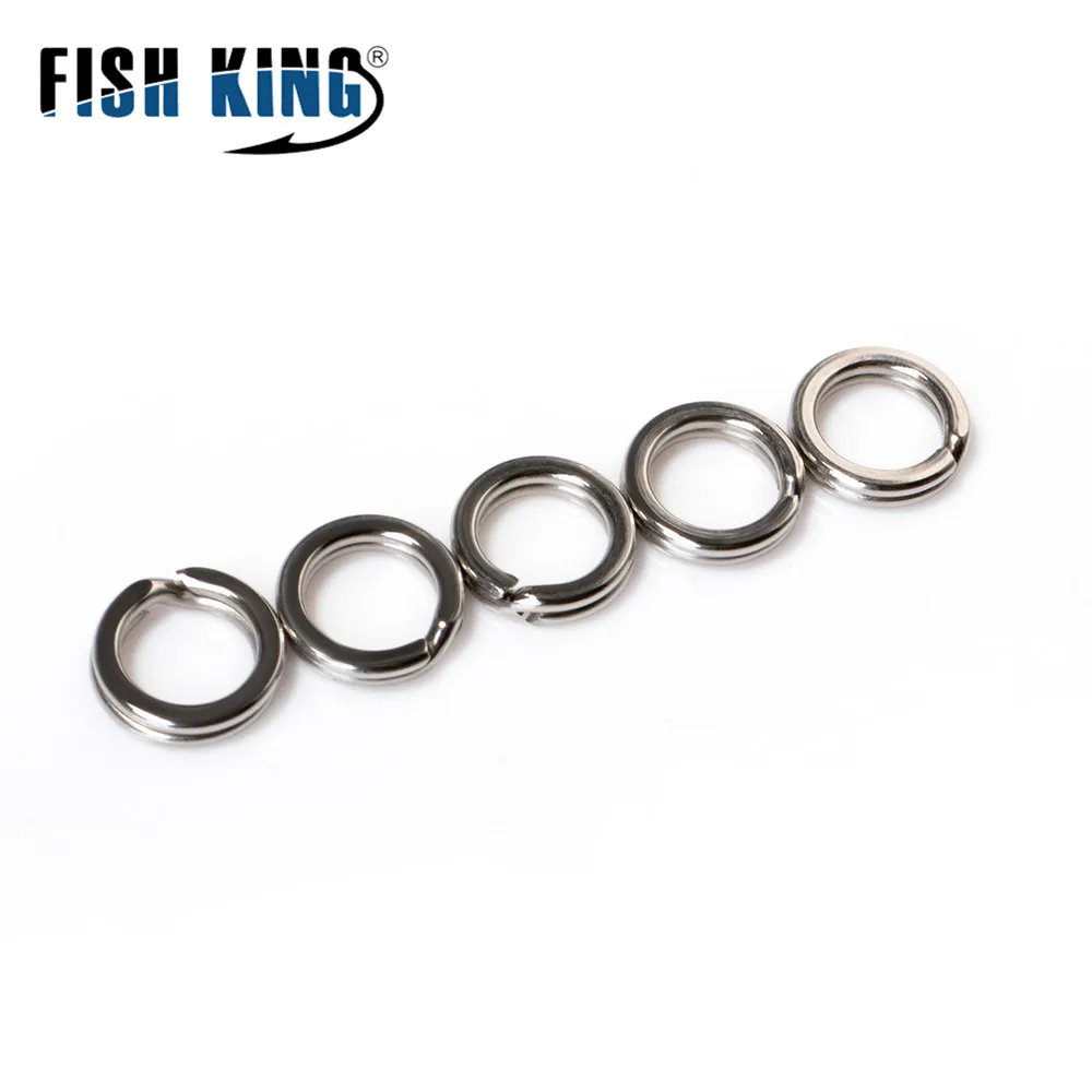 FISH KING 5-10PCS Split Rings Snap Fishing Connector Pin Bearing Rolling Swivel Stainless Steel with Snap Fishhook Lure Tackle