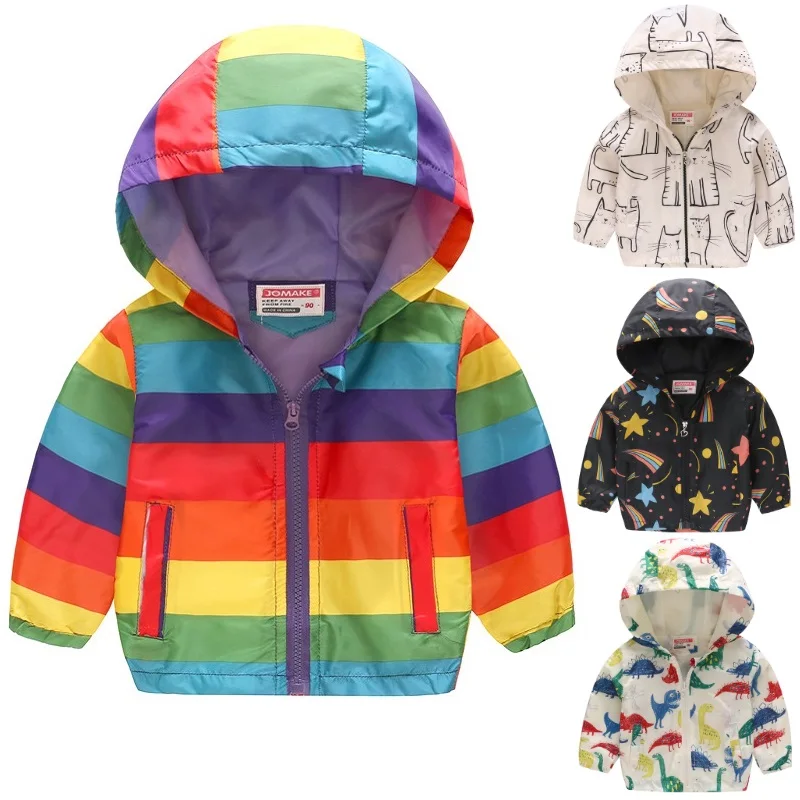 Regenboog babyjongen jas dunne kinderjas met capuchon mode kinderen bovenkleding outfits
