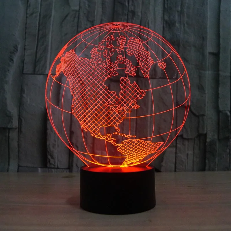 2017 foreign trade America Europe 3D globe  colorful visual touch charging LED colorful Nightlight gradient