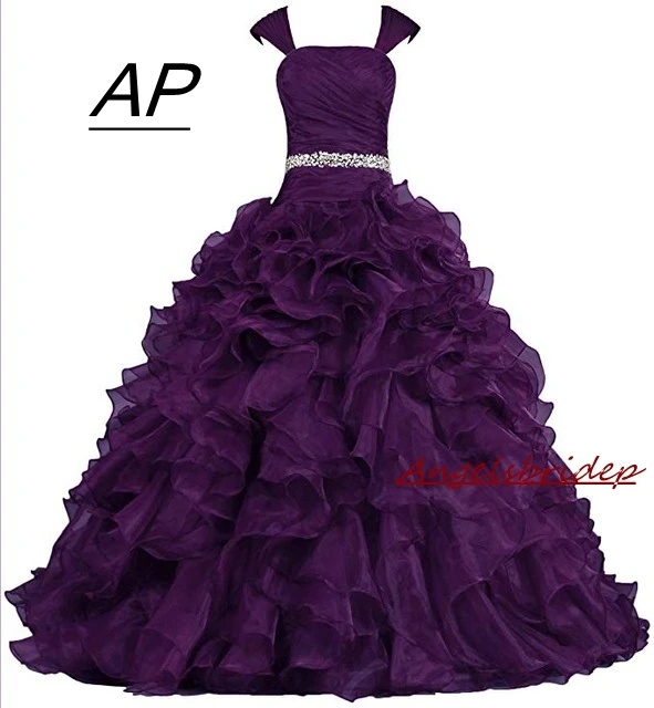 

ANGELSBRIDEP Short Sleeve Organza Ball Gown Quinceanera Dress Elegant 2021 Quinceanera For 15 Years Vintage Style Party Dress