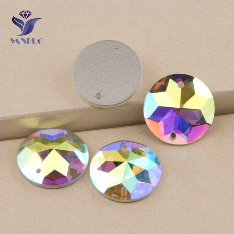 YANRUO 2006TH All Sizes AB Round Flat Back Glitter Strass Sew On Rhinestones Crystal Glass Stones For Jewelry Making