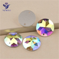 YANRUO 2006TH All Sizes AB Round Flat Back Glitter Strass Sew On Rhinestones Crystal Glass Stones For Jewelry Making