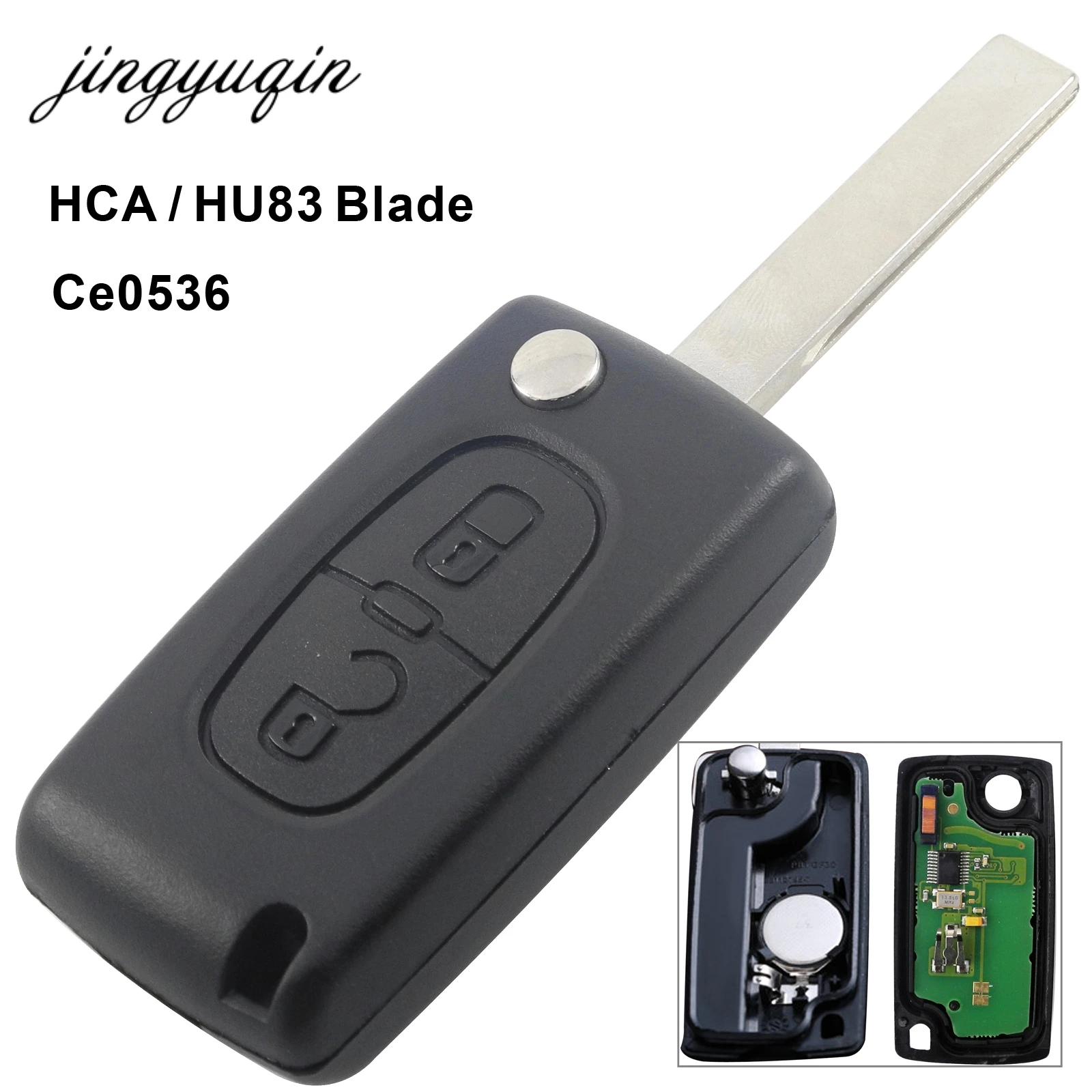 jingyuqin HCA/Hu83 2 Buttons Remote Car Key For Peugeot 307 3008 308 408 433MHz PCF7961 ID46 CE0536 Flip Key Fob with Battery