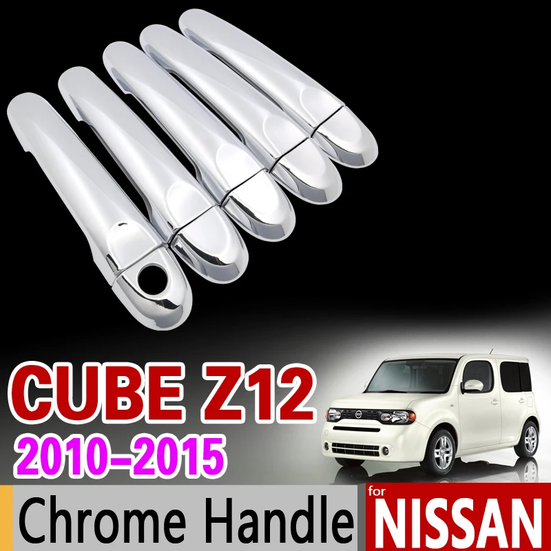 

for Nissan Cube z12 2010 - 2015 Chrome Door Handle Cover Trim Set 5Door 2011 2012 2013 2014 Car Accessories Stickers Car Styling