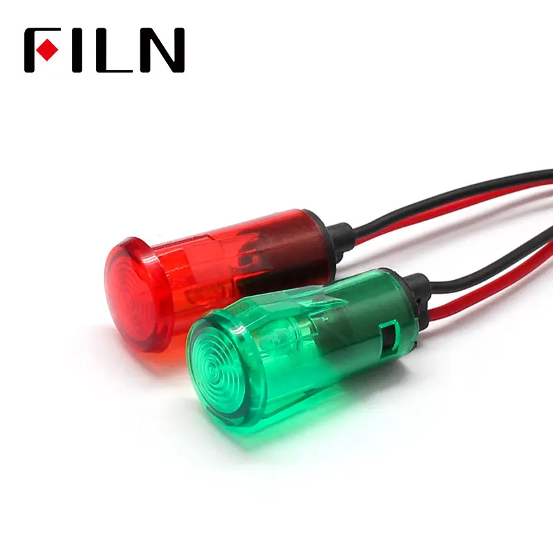 FL1P 13mm 12 v 250 V plastic indicator licht met 20 cm kabel op watermerk oppervlak