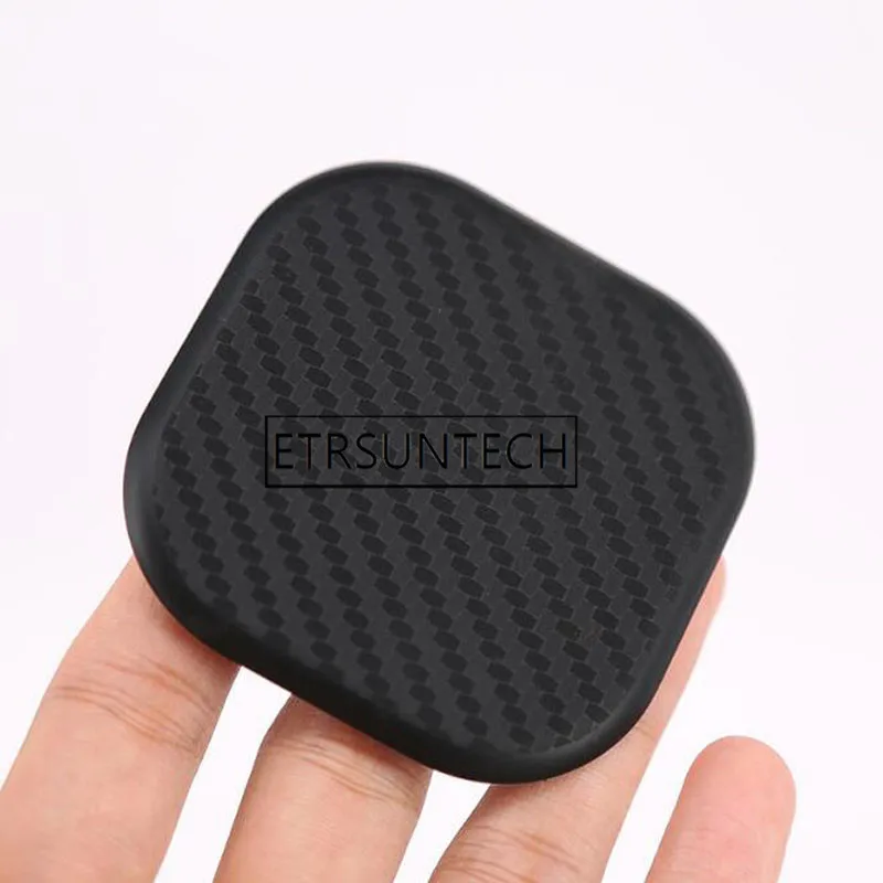 100sets Silicone Black Cup Mat Car Auto Water Cup Slot Non-Slip Carbon Fiber Look Mat Accessories