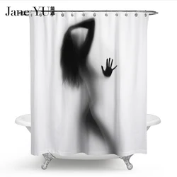 JaneYU Fashion Creative Sexy Girl And Women Shadow Silhouette Bath Shower Curtain Waterproof Bathroom Curtain Home Decoration