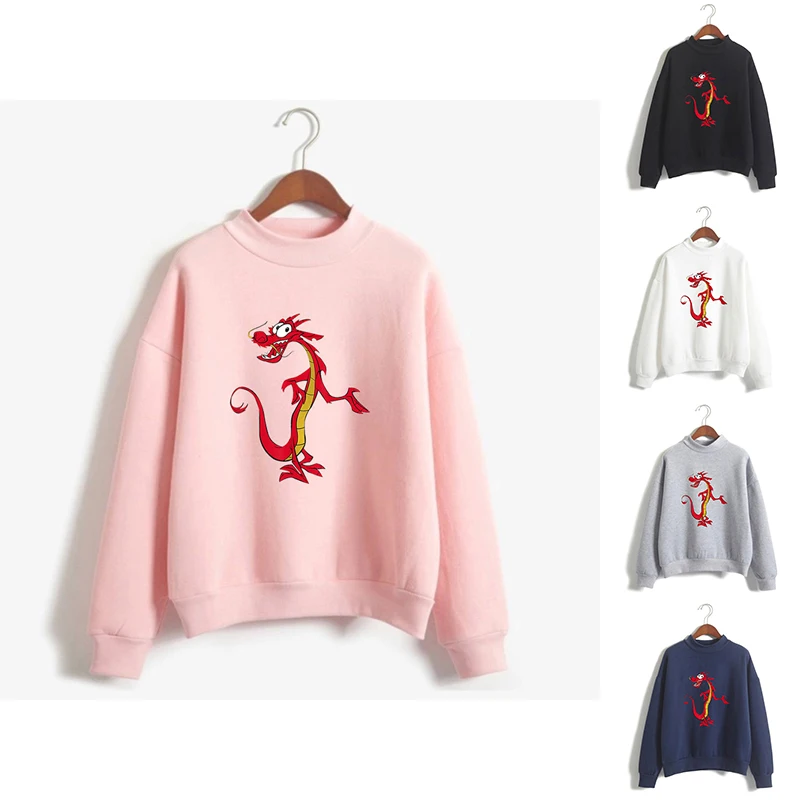 Spring Autumn Print Mulan Funny Dragon High Collar Hoodies Fashion Men Women Capless Sweatshirts Long Sleeve Hoodie Pullover Top