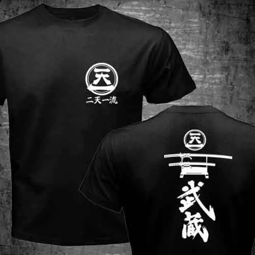 2018 New Short Sleeve Men Japanese Design Miyamoto Musashi Samurai Kendo School Niten Ichi Ryu T-shirt 100 % Cotton Tee For Men