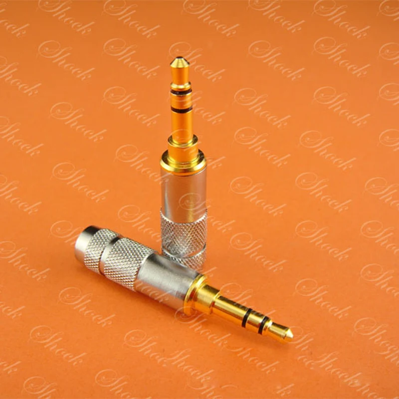 10 pcs  plug 3.5MM Headphone stereo Jack plug gold-plated pin 6mm tail hole for diy earphone headset