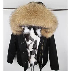 Donna vera pelliccia di volpe fodera giacca invernale Parka militare grande pelliccia di procione cappotto con cappuccio giacca da donna 2020