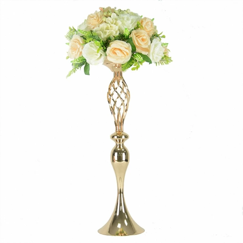 10 PCS/LOT Vases Wedding Table Centerpiece Event Road Lead Gold Metal Vase Party Decoration Flower Holders For Home Decoration