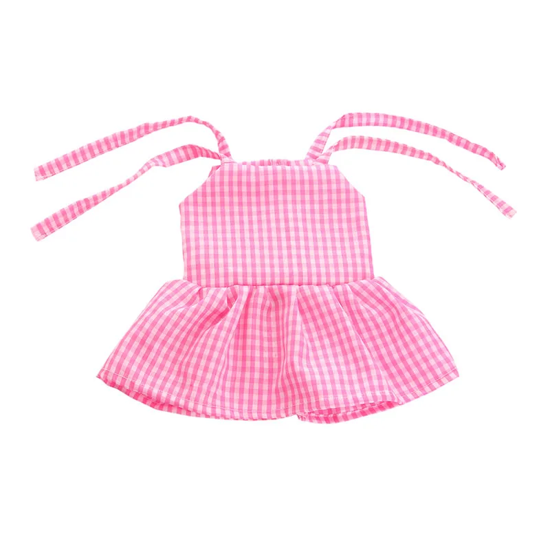 New Fashion Doll Clothes Pink strap check dress for 18 inch  ,Children best Birthday Gift