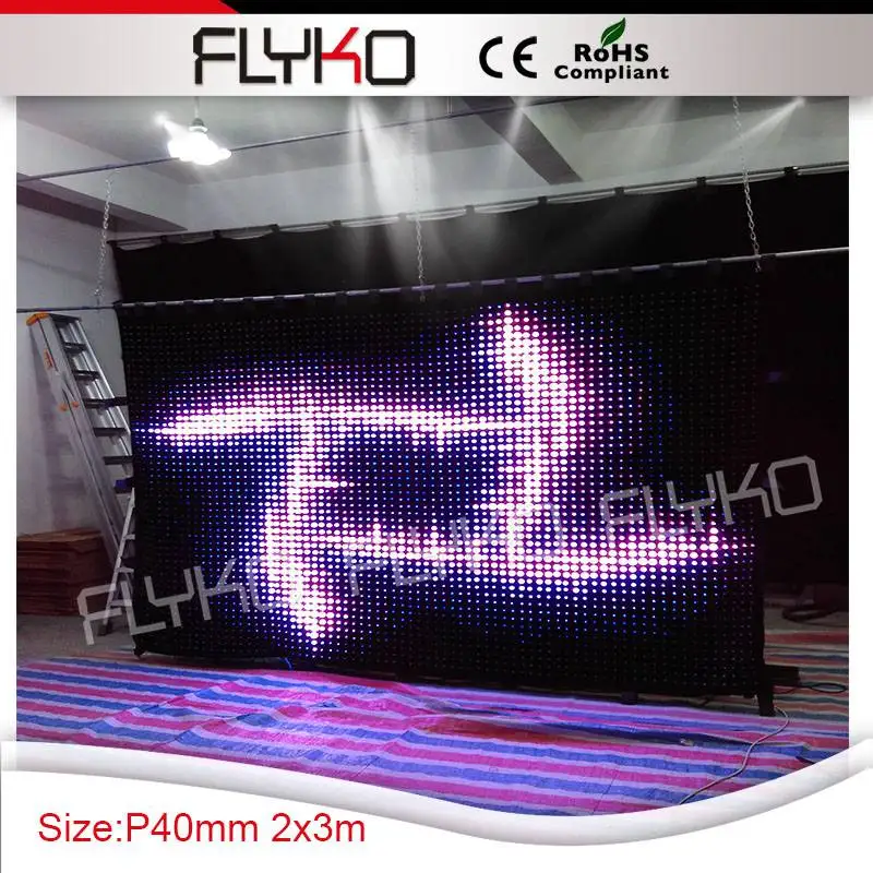2*3m china sex video led full color light led video curtain music stage display screen P40mm