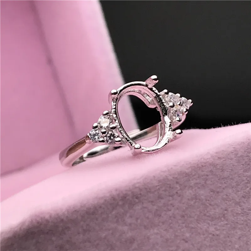 Hot Angel Style oval shape rings basis S925 silver ring base shank prong setting stone inlaid jewelry DIY women nice