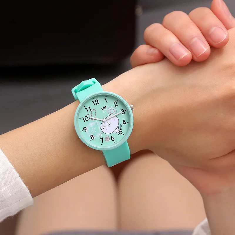 Reloj con diseño de gatos para niños y niñas, cronógrafo de cuarzo informal, sencillo, a la moda, el mejor regalo