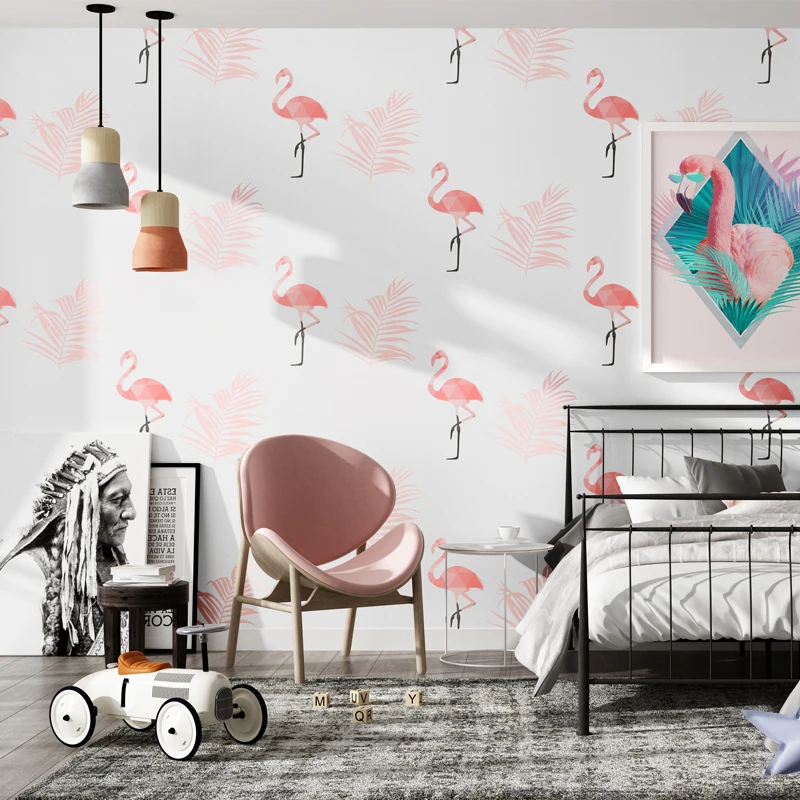 

Nordic Pink Flamingo Wall Paper Home Decor Ins Wallpapers for Bedroom Living Room Walls Paper Housemapa del mundo para pared