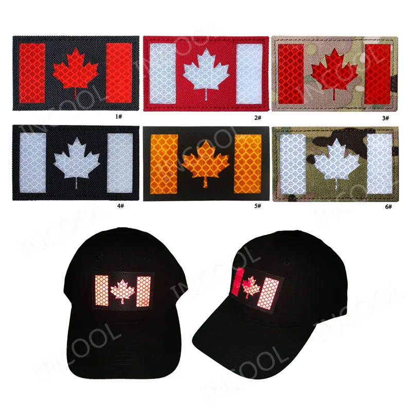 Reflective Canada Canadian IR Patch Rubber Biker Fastener Patches For Clothing Backpack Cap Clothes