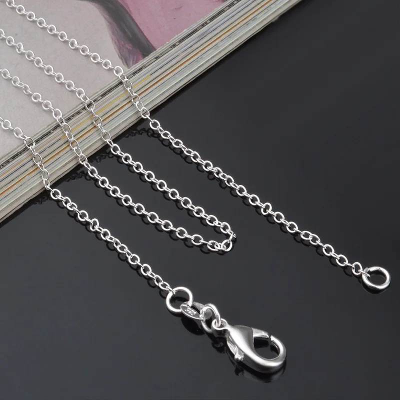 Wholesale Price 5pcs/Lot 18''45cm Simple Fashion 925 Silver 1mm Basic Chain Necklaces Women Jewelry