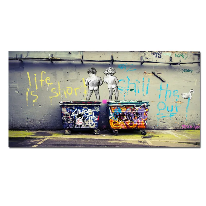 Big Size Graffiti Poster Canvas Painting Street Pop Art Utopia Painting 3D Cartoon Figure HD Print Wall Picture for Living Room