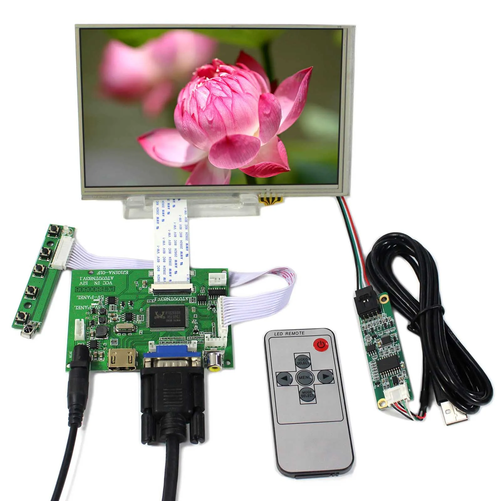 7inch 800X480 AT070TN83 Touch LCD Screen+HD MI VGA 2AV LCD Controller Board