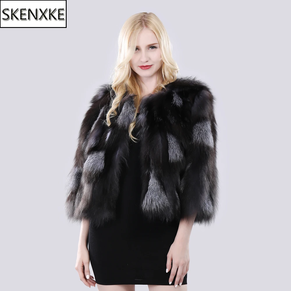 

Hot Sale Women Real Silver Fox Fur Coats Winter Warm Natural Fox Fur Jackets Russian Lady Short Style Genuine Fox Fur Outerwears