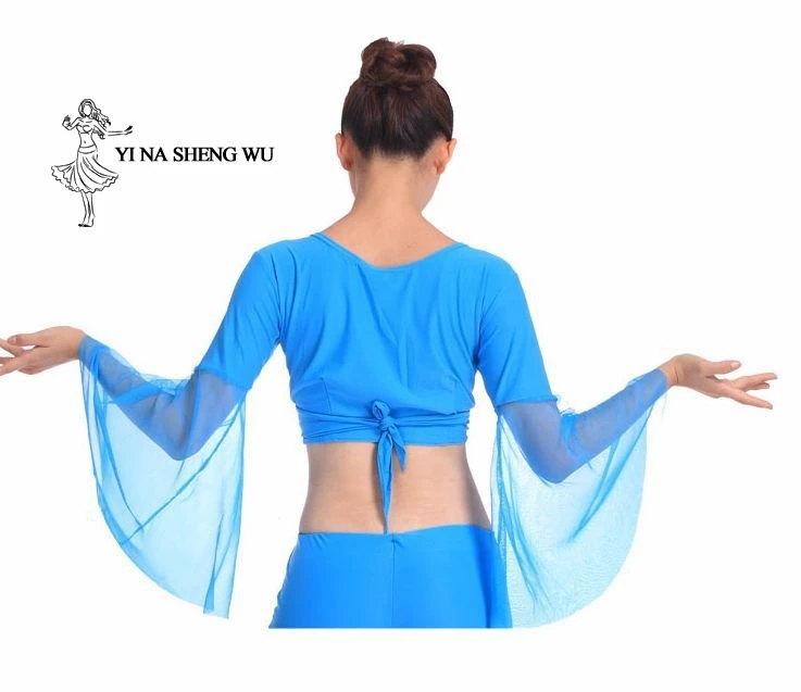 Tops de danza del vientre para mujer, vestido de disfraz de danza del vientre, vestido Sexy Popular de gasa azul lago en oferta