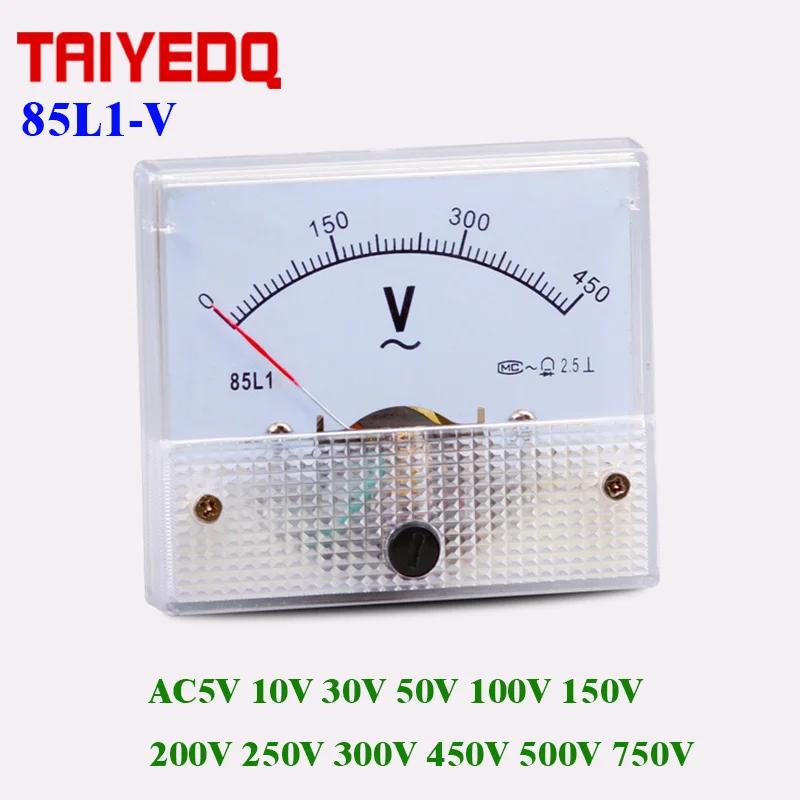 85L1 Analog Panel Volt Voltage Meter Electric Voltmeter Gauge AC5V 10V 50V 100V 200V 250V  300V 500V Mechanical Voltage Meters