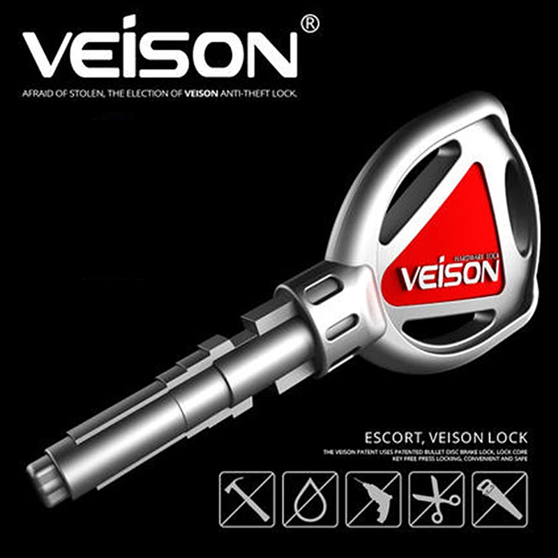 VEISON Moto Scooter Motorcycle Rotor Handlebar Brakes Disc Lock 5mm Pin + 2 Keys Bicycle Fixed Anti Theft Lock