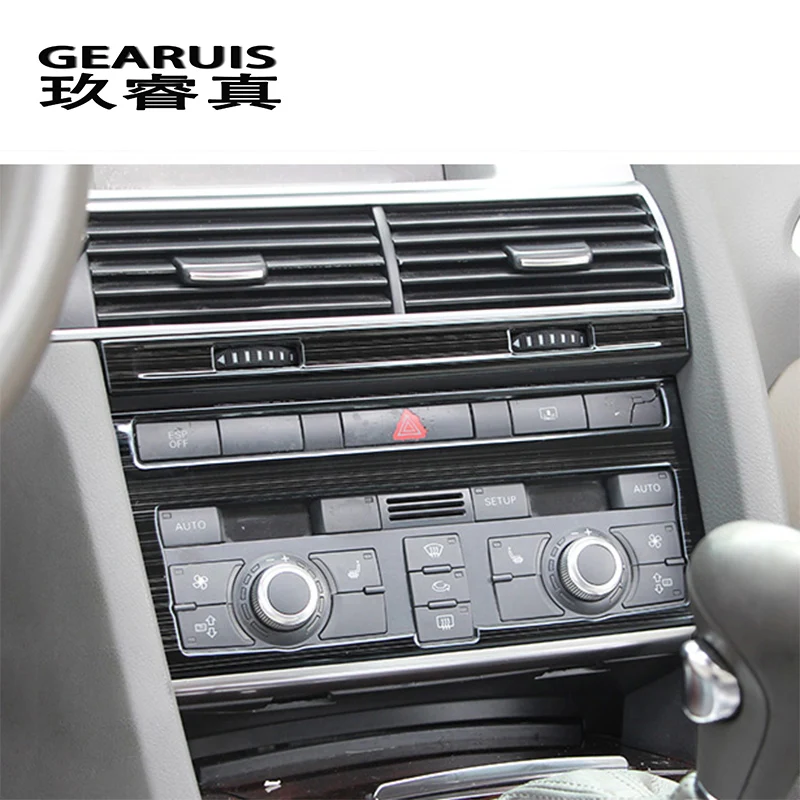 Car Styling Center Console Air Conditioner CD Panel frame Cover Stickers Trim For Audi A6 C5 C6 Stainless Steel Auto Accessories