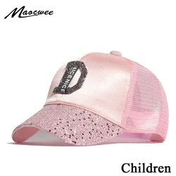 2019 New Children Hip Hop Baseball Cap Rhinestone Summer Kids Sun Hat A D R Letters Mesh Boys Girls Snapback Diamond Caps