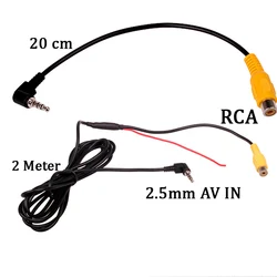 Adaptateur d'entrée vidéo RCA 2.5mm pour caméra de recul de voiture, universel, enregistreur de navigation, câble uniquement