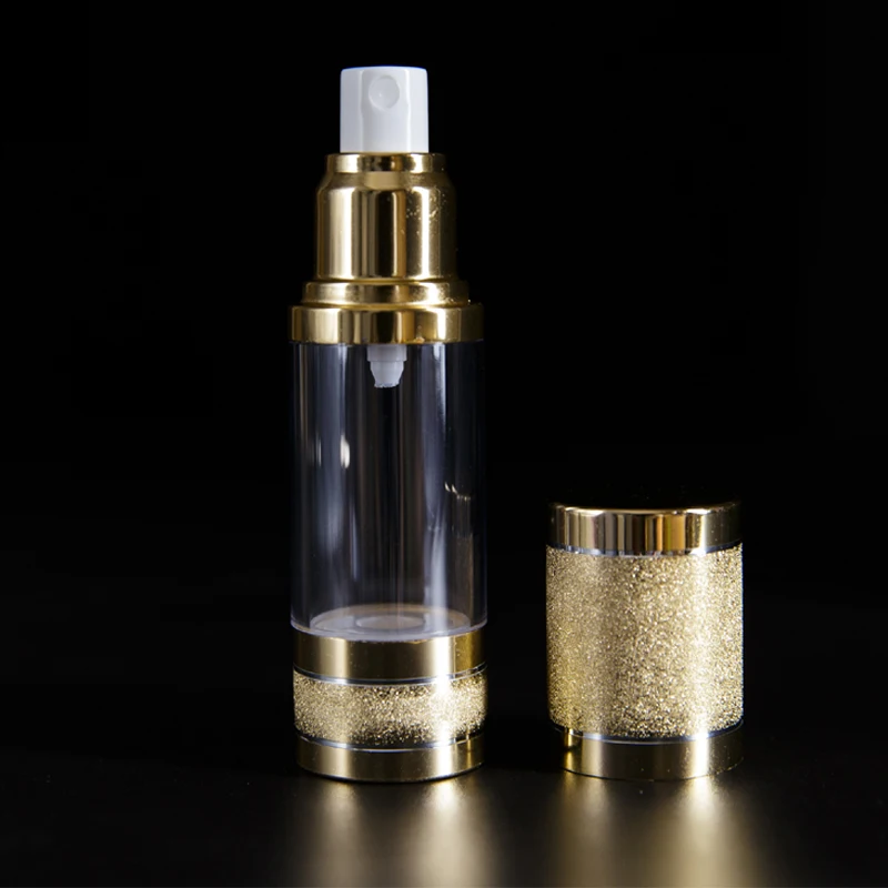 15ml 30ml 50ml Gold Pink Glitter Diamond Airless Vacuum Bottles Luxury Emulsion Lotion Fragrance Perfume Spray Bottle 10pcs/lot