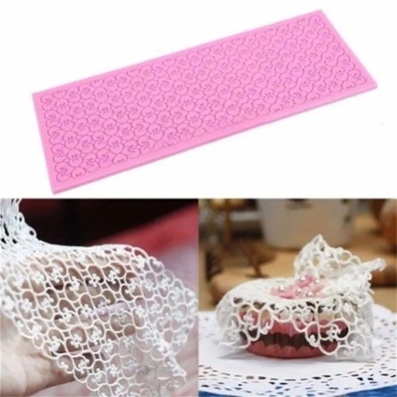 

European Lace Jewellery Wedding Cake Silicone Beautiful Lace Fondant Mold Mousse Sugar Craft Icing Mat Pad Pastry Baking Pad