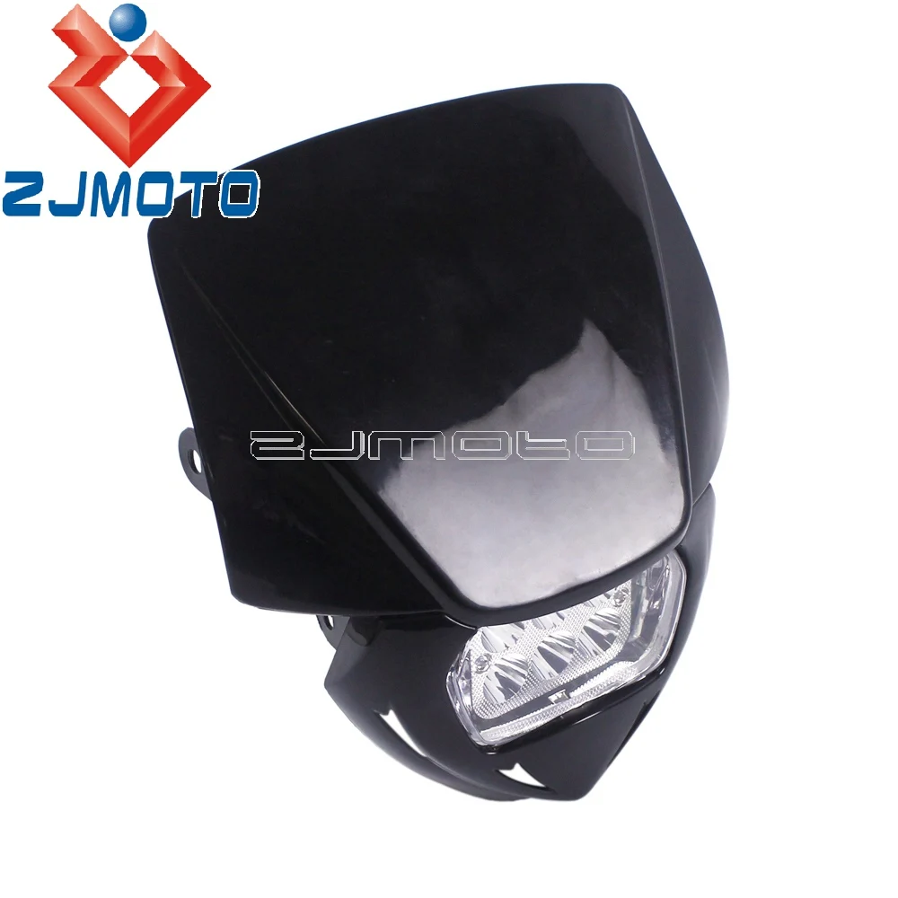 Universal Motorcycle Dirt Bike LED Headlight Fairing For Suzuki DR KLR KLX KX XT YZ EXC XC MX Enduro Supermoto Headlamp Mask