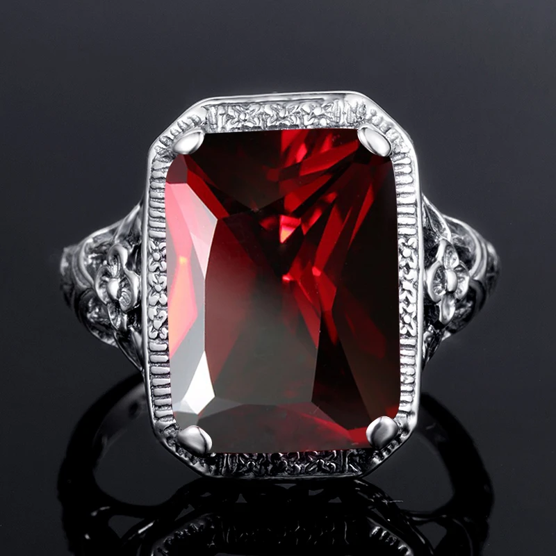 Szjinao Handmade Fashion Luxury Wedding Rings 925 Sterling Silver Gorgeous Garnet Rings For Women Vintage Jewelry Wholesale