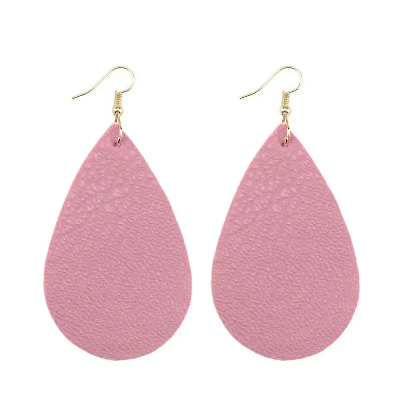 2020 Fashion PU Flat Leather Teardrop Large Earrings Fashion Jewelry Various Leather Dangel Earrings for Women 11 Colors Option