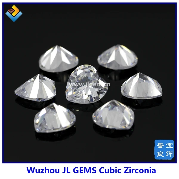 100pcs In Stock Free Shipping 3-10mm Synthetic white Heart Cubic Zirconia / CZ Loose Gems for jewelry with wholesale price