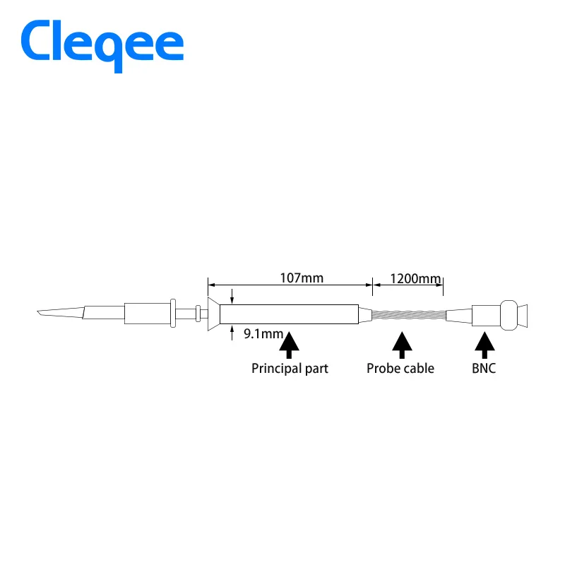 Cleqee P7100 1 sztuk sonda oscyloskopowa 100mhz BNC osłona ochronna zakres sondy X1/X10 DC-100MHz