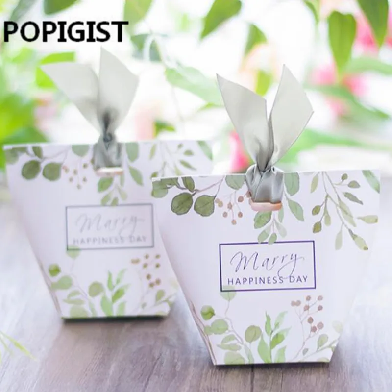 

New European Wedding Favors Green leaves Candy Boxes Bomboniere Sweet Gift Box thanksgiving box Party Chocolate Box