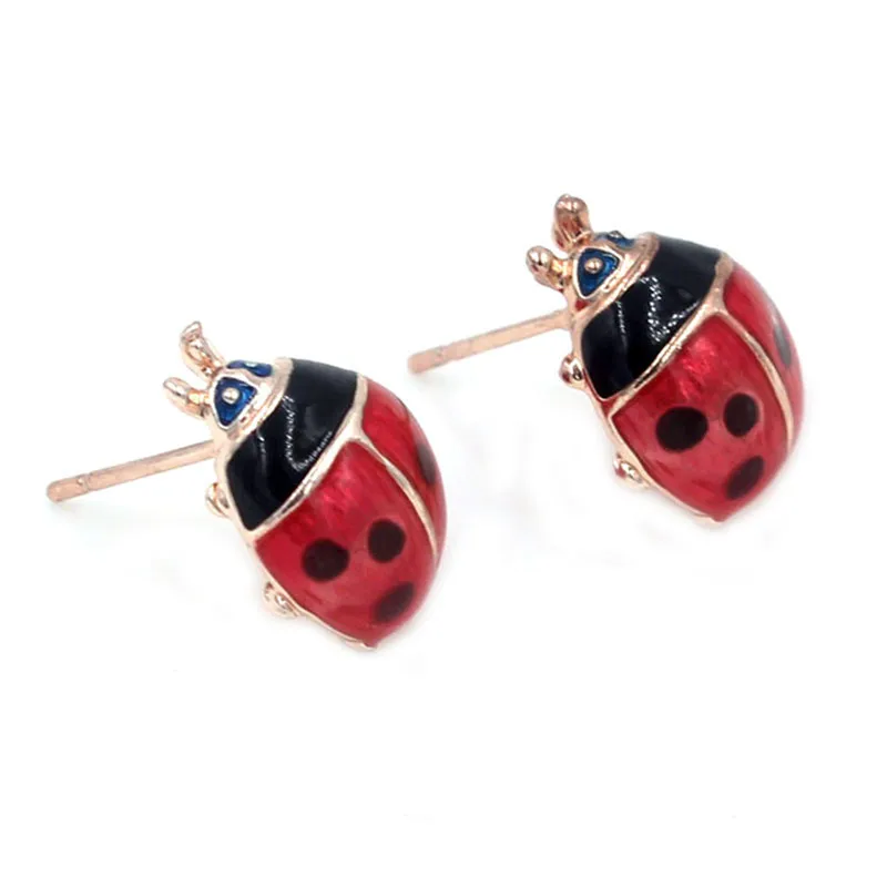 Hot selling Insert Earrings Exquisite Paint Stud Earrings Red Oil Ladybug Ear Studs