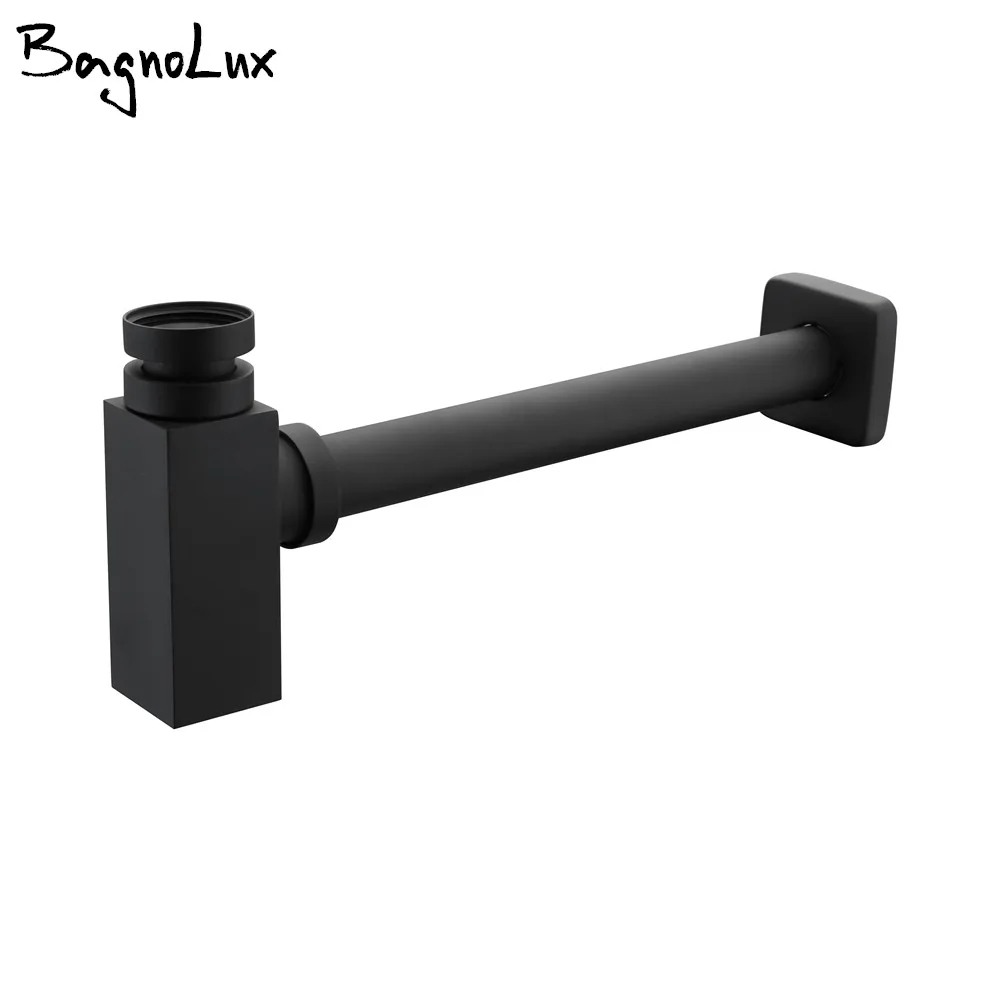 Matt Black P-Traps Wholesale Square Alba Old Style Vintage Brass Bottle Trap Basin Pop Up Waste Plumbing Tube Replacment