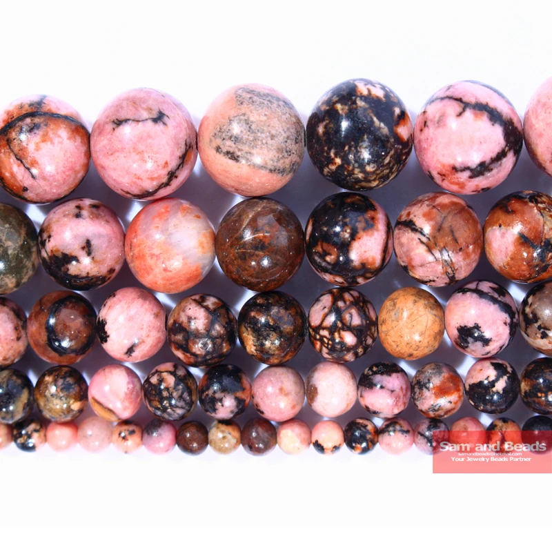 Free Shipping Natural Stone Black Lace Rhodonite Beads 15\