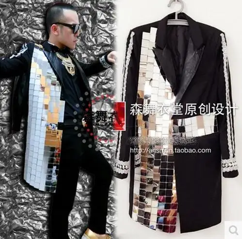 

S-6XL!!!A male singer club guests with money The future wind mirror heavy manual palace long suit stage costumes