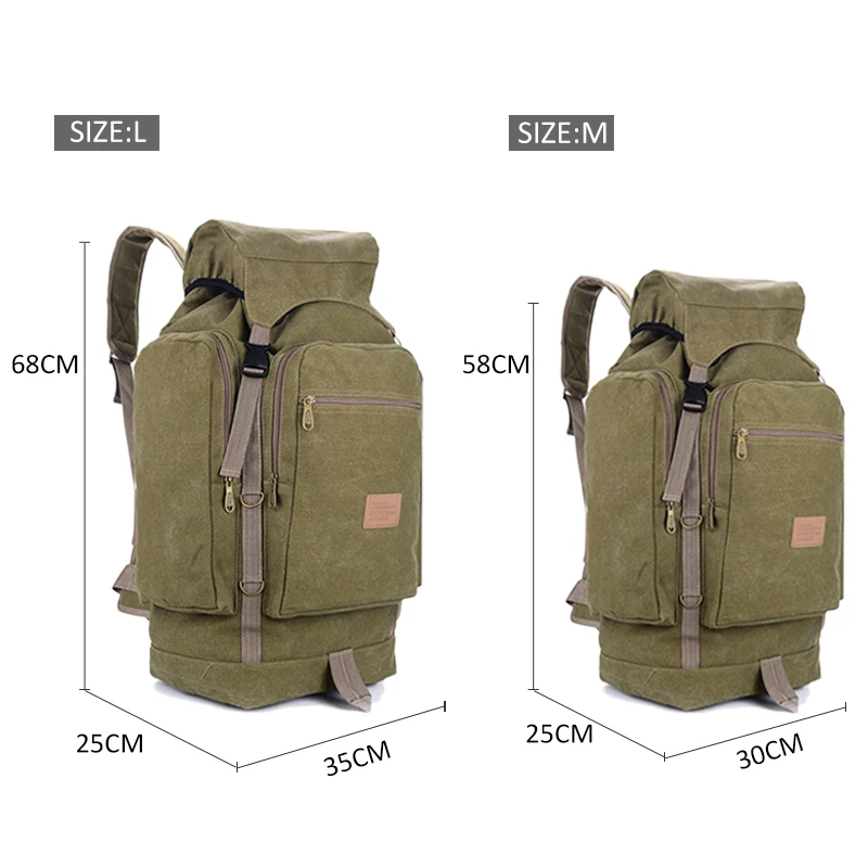 60L 80L Men Military Bag Tactical Backpack Canvas Army Bag Large Travel Camping Hiking Mountaineering Outdoor Sport Bag XA106D