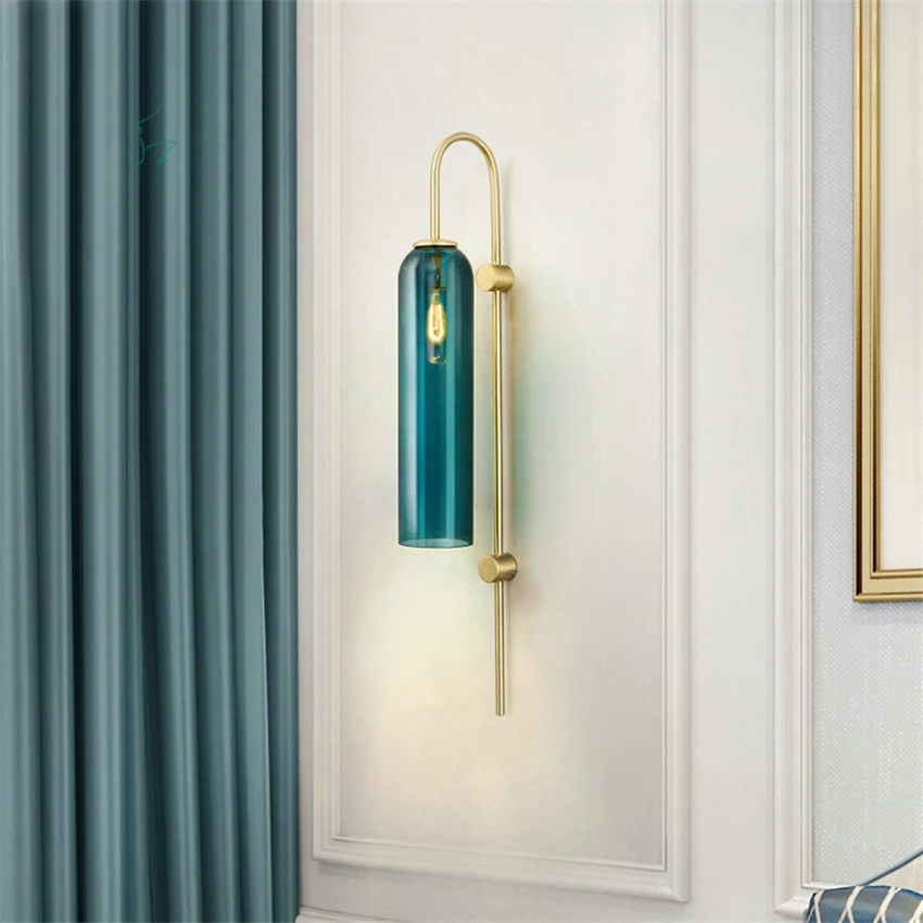 

Modern Glass Wall lamp Blackish Green/White Indoor Living Room Bedroom Bedside Wall Lights Porch Sconce Lampe Luminaria