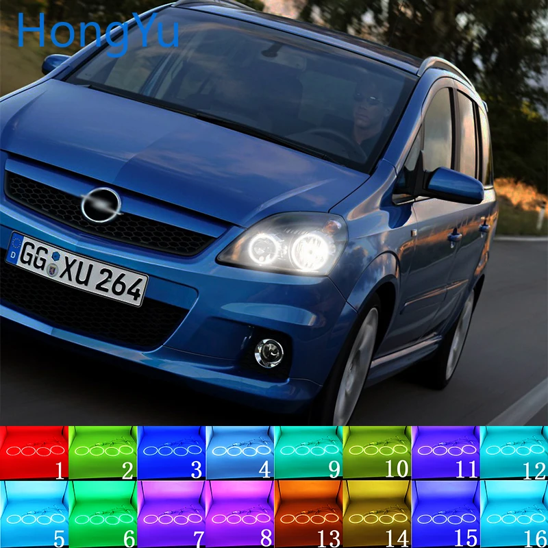 Latest Headlight Multi-color RGB LED Angel Eyes  Ring Eye DRL RF Remote Control for Opel Zafira B 2005 - 2014 Accessories